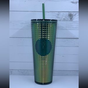 STARBUCKS Fall 2022 Rainforest Iridescent Grid Tumbler